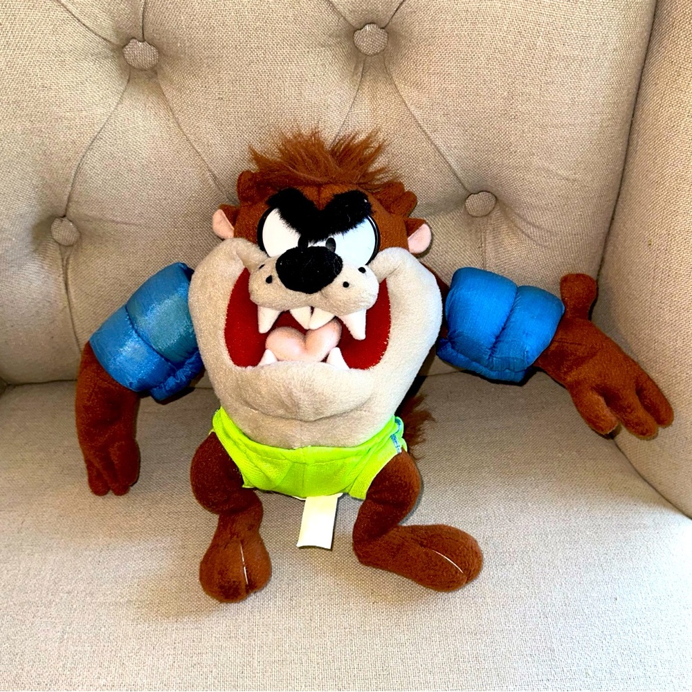 Looney Tunes Taz Tasmanian Devil Nanco Plush Doll NWT 12" Beach Pool Swim Rings